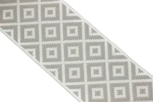 100mm Cream&White Mosaic Ribbon for Drapery Banding (3.93 inch), Jacquard Trim, Drapery Banding Tape, Curtain Making Fabric Drape 194 V2