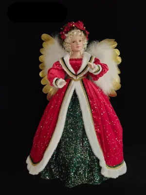 32" Red & Green Animated Musical Angel Tree Topper