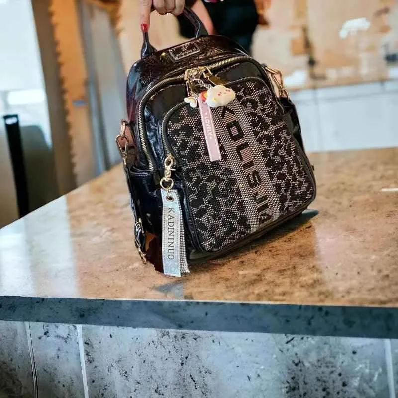 8769 - Women's Cool Backpacks - Leather Shoulder Bag - Leopard