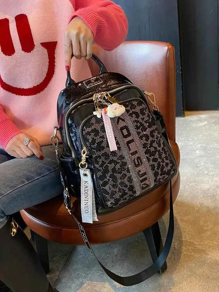 8769 - Women's Cool Backpacks - Leather Shoulder Bag - Leopard