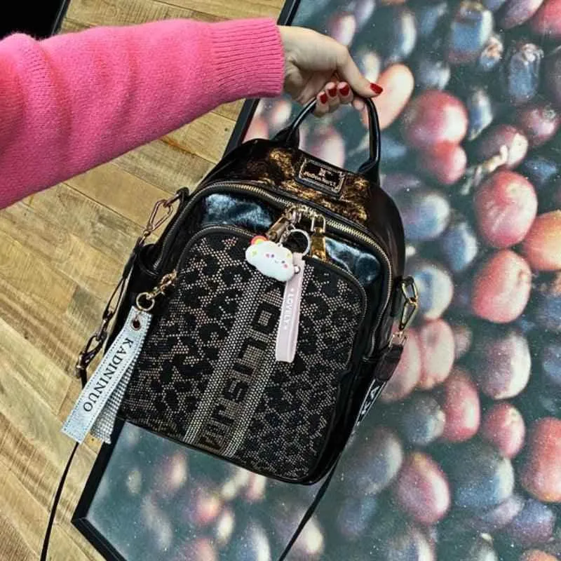 8769 - Women's Cool Backpacks - Leather Shoulder Bag - Leopard