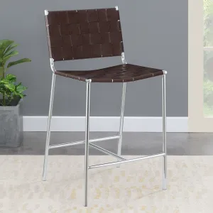 Adelaide Counter Stool Brown Upholstered Chrome Finish