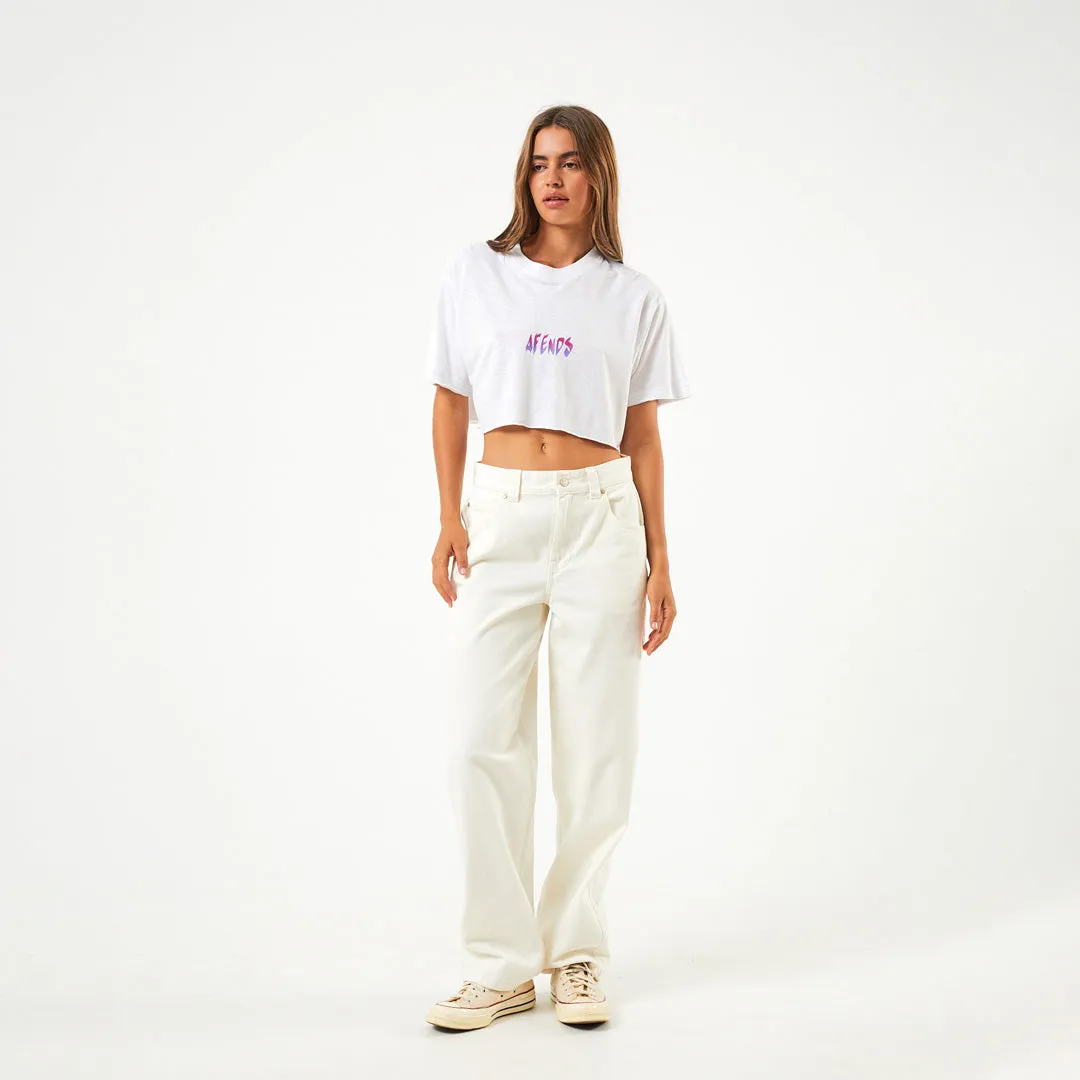 AFENDS Womens Electric Slay Cropped - Oversized T-Shirt - White