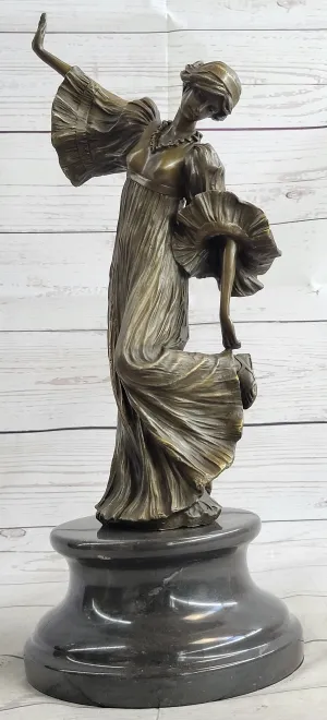 Agathon Léonard Danseuse Chantant Bronze Statue Sculpture Figure 16" x 6.5"