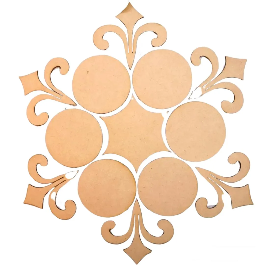American Elm Wooden Rangoli Design Set for Diwali - 14x12.5 Inch MDF Rangoli Cutout - Festive Home Décor