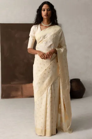 Aplomb Beige Soft Silk Saree With Profuse Blouse Piece