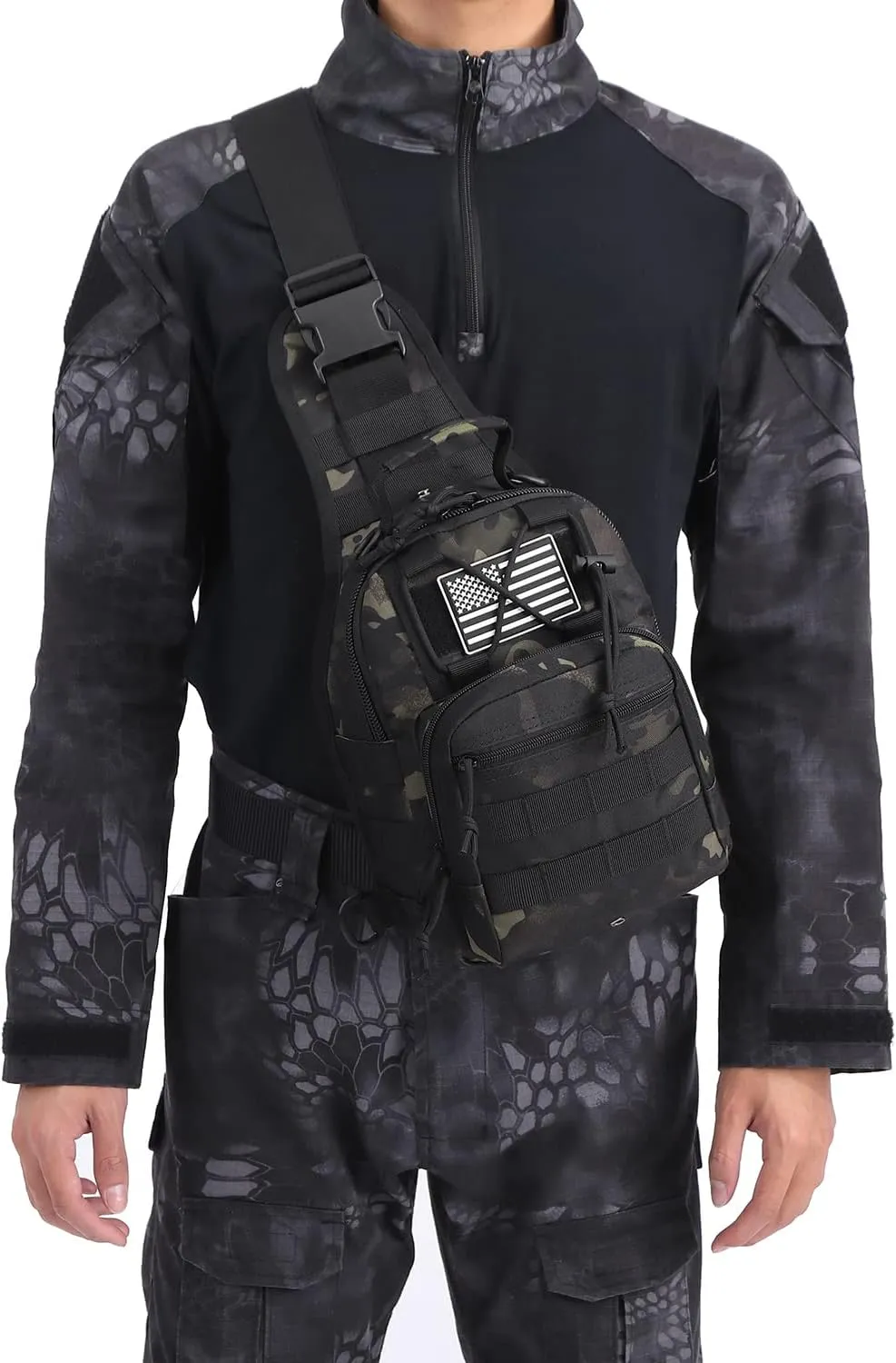 ATBP Small Tactical Sling Backpack Bag for Men Military Shoulder Bag Pack EDC Crossbody Bag for Hiking 7 Liters