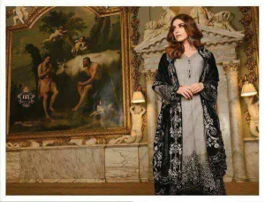 Beautiful dress by Maria b in Gray and dark blue color Model#C 1119