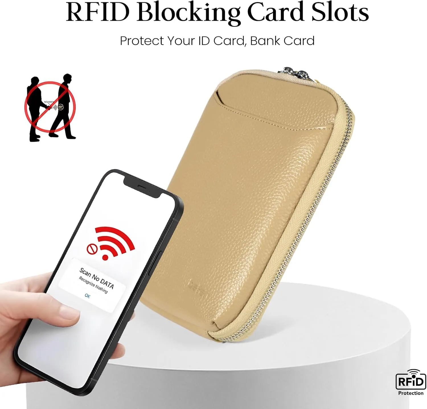 befen Genuine Leather Crossbody Cell Phone Purse for Women, Small Zip Around RFID Blocking Crossbody Wallet Bags