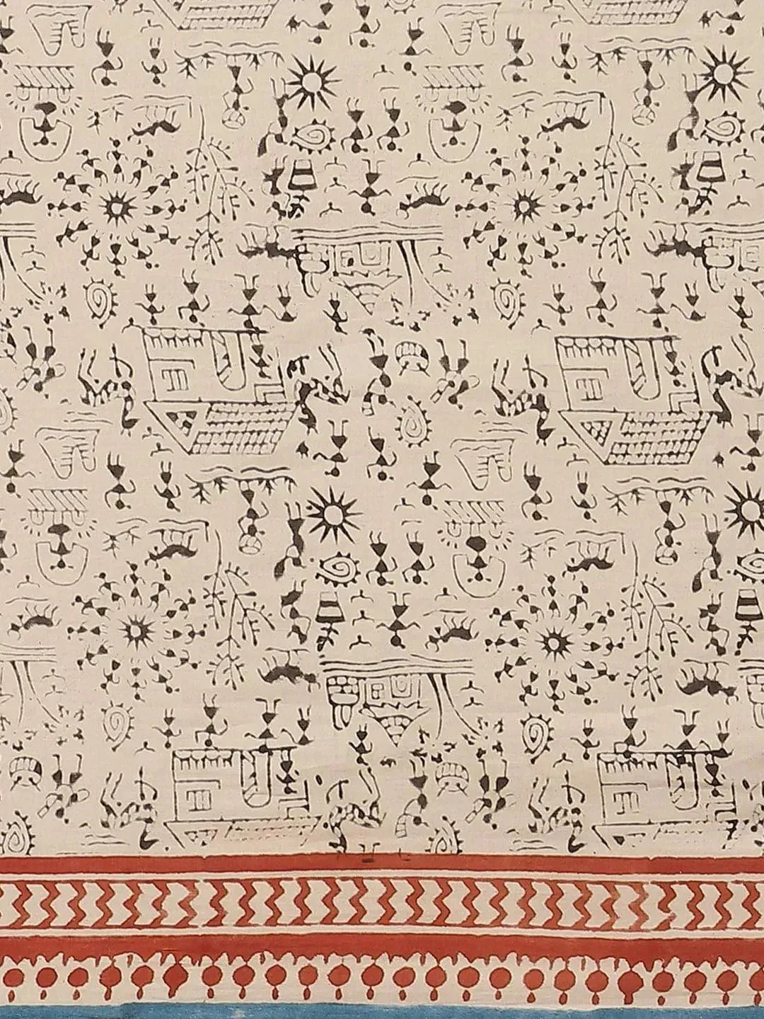 Beige Printed Cotton Saree