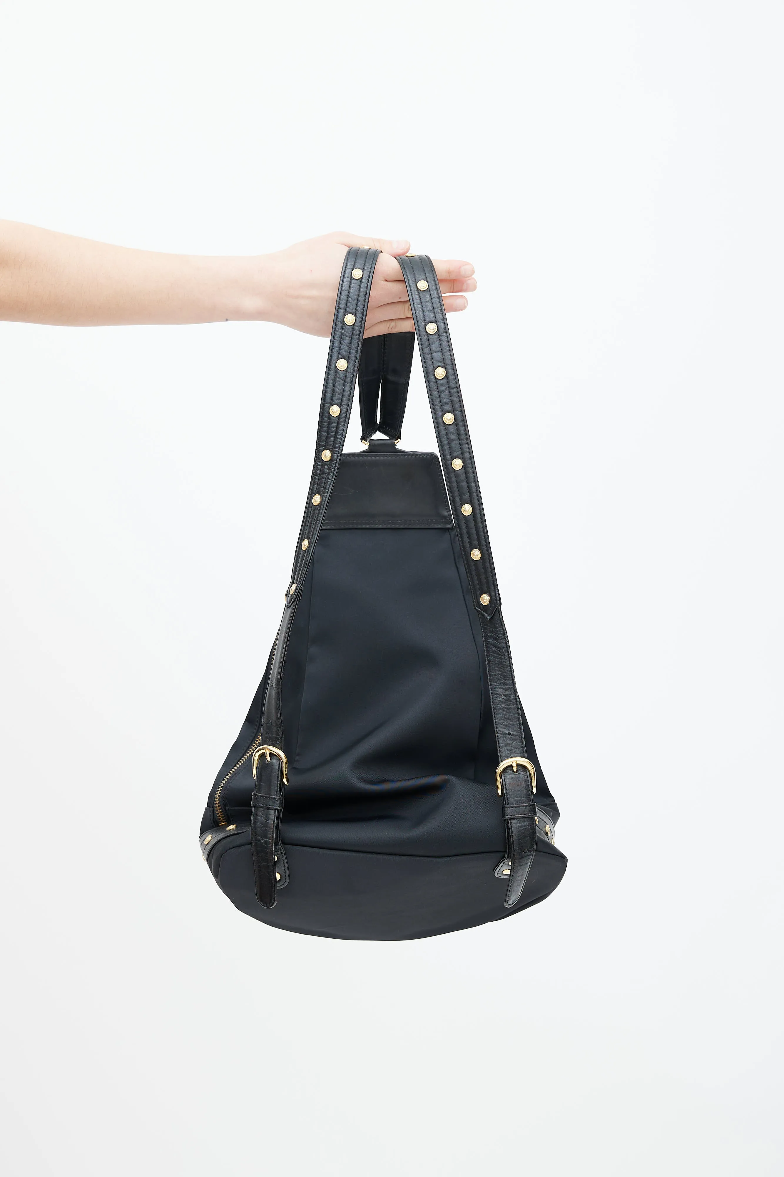 Black & Gold Nylon Logo Backpack