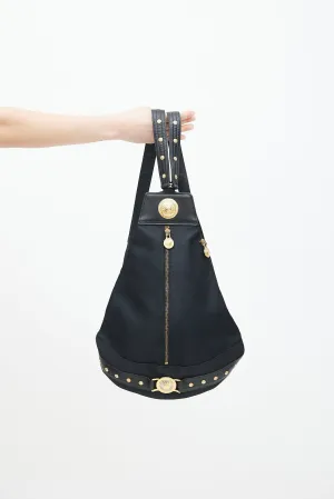 Black & Gold Nylon Logo Backpack