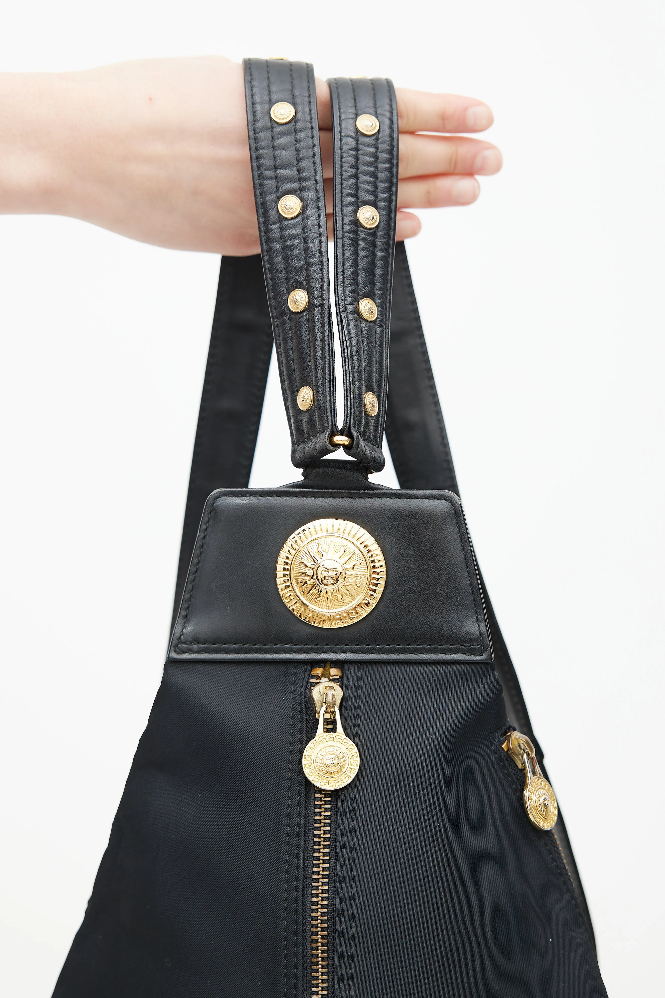 Black & Gold Nylon Logo Backpack