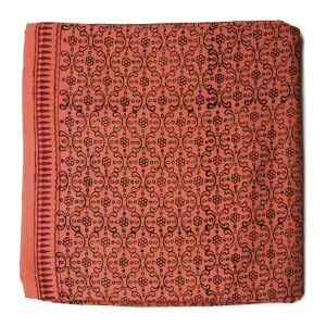 Black & Orange Bagh Hand Block Printed Cotton Fabric