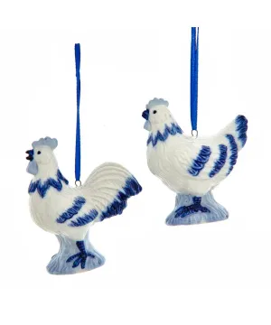 Blue and White Porcelain Chicken Ornament - Single, Various Styles