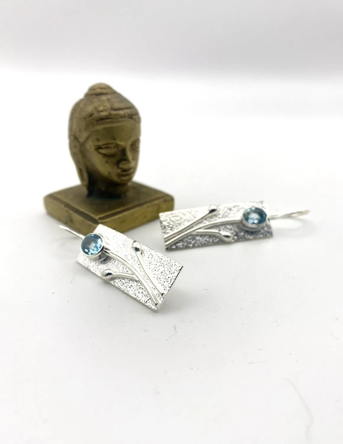 Blue Topaz Flower Earrings
