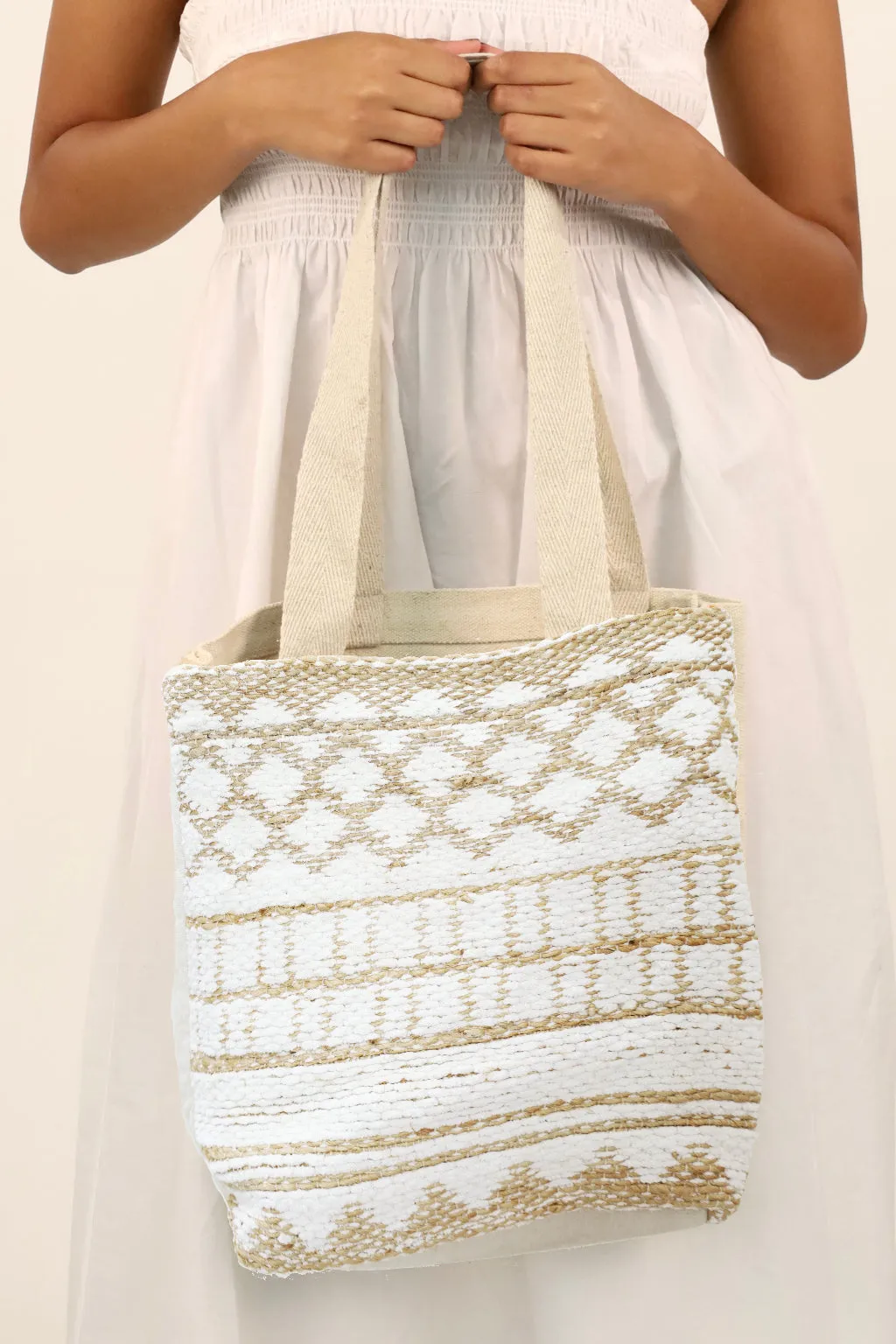 Bohemian White Tote Bag