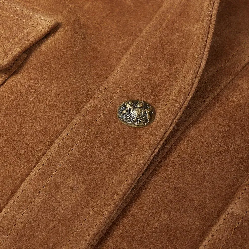 Brown Buttery Soft Suede Leather Shirt For Women