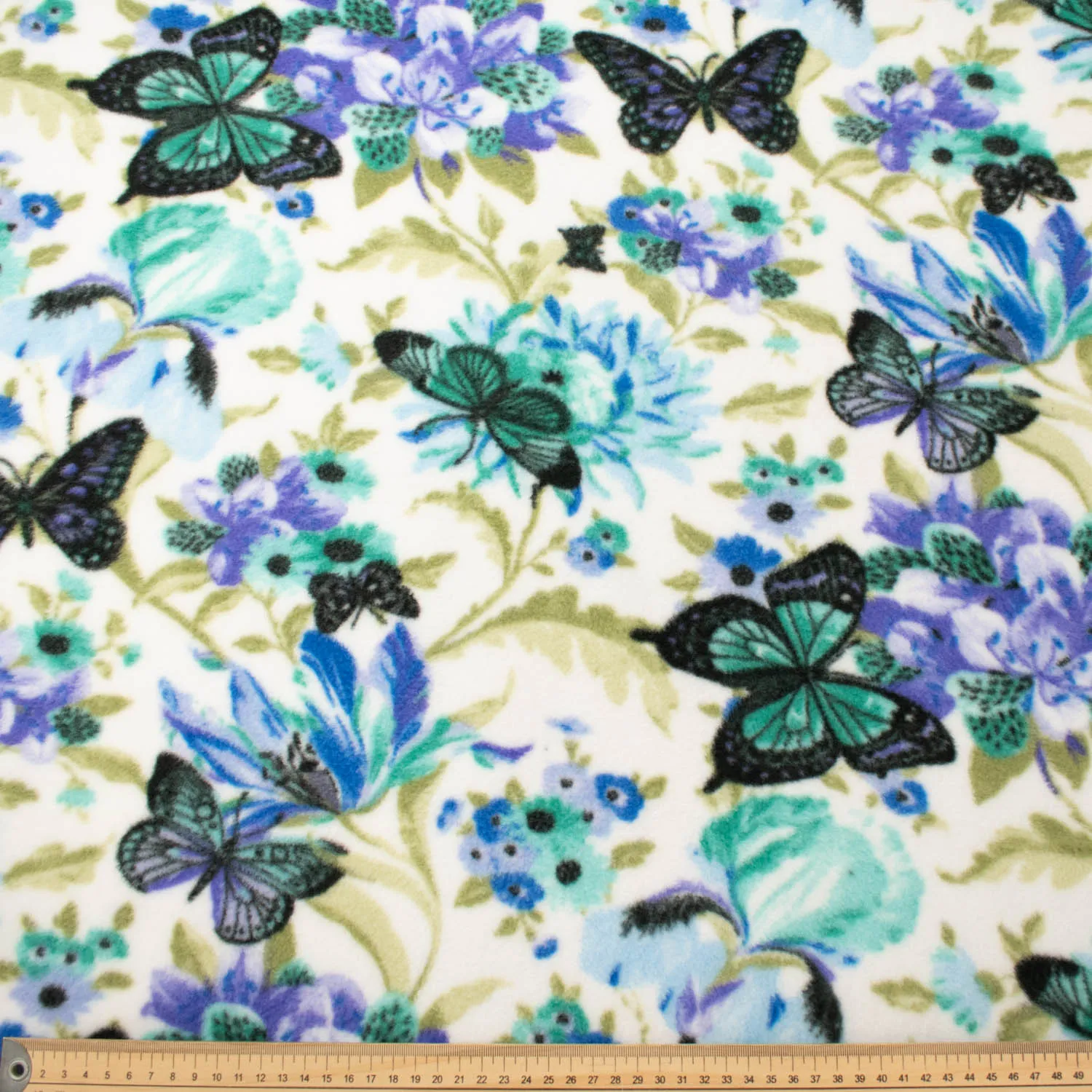 Butterflies on Cream Printed Polar Fleece Design 59