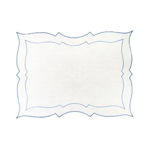 Coated Linen Placemat White/Navy