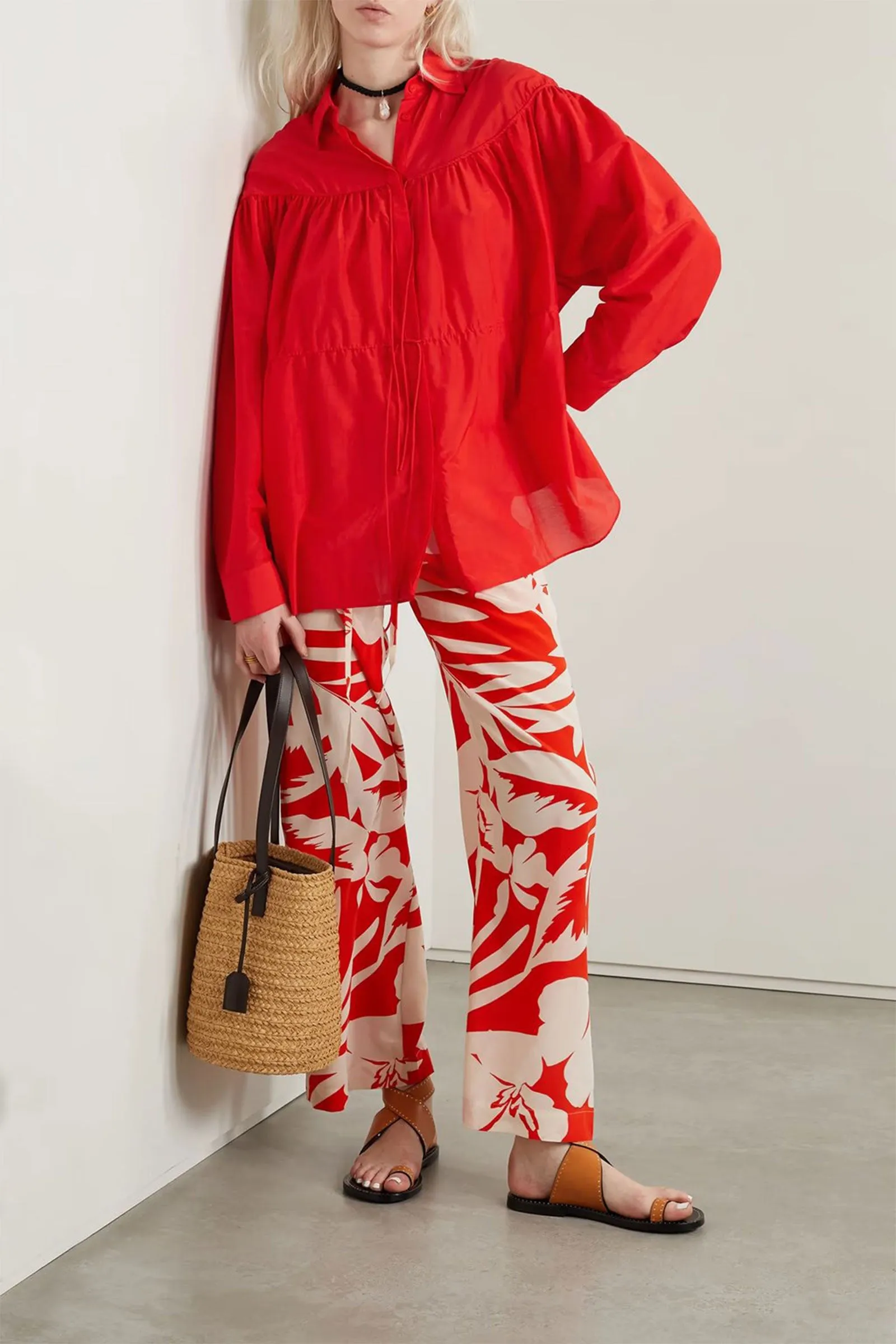 Cotton and Silk-blend Poplin Top