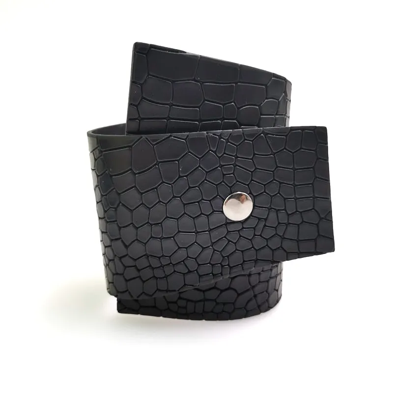 Croc Effect Leather Wrap Bracelet & Ring
