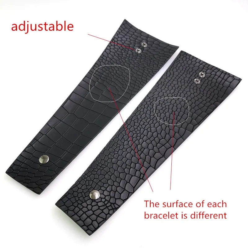 Croc Effect Leather Wrap Bracelet & Ring