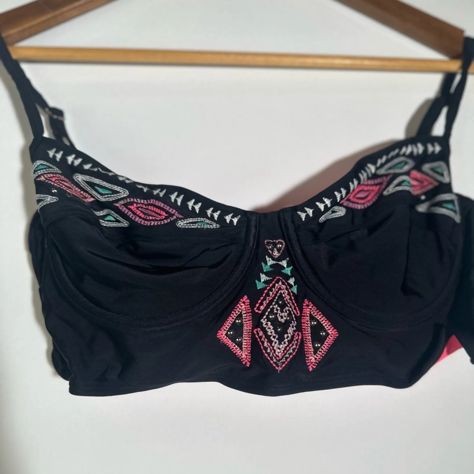 Embroidered Black Crop Top