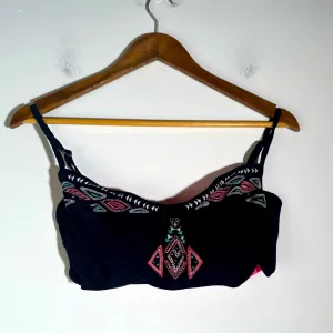 Embroidered Black Crop Top