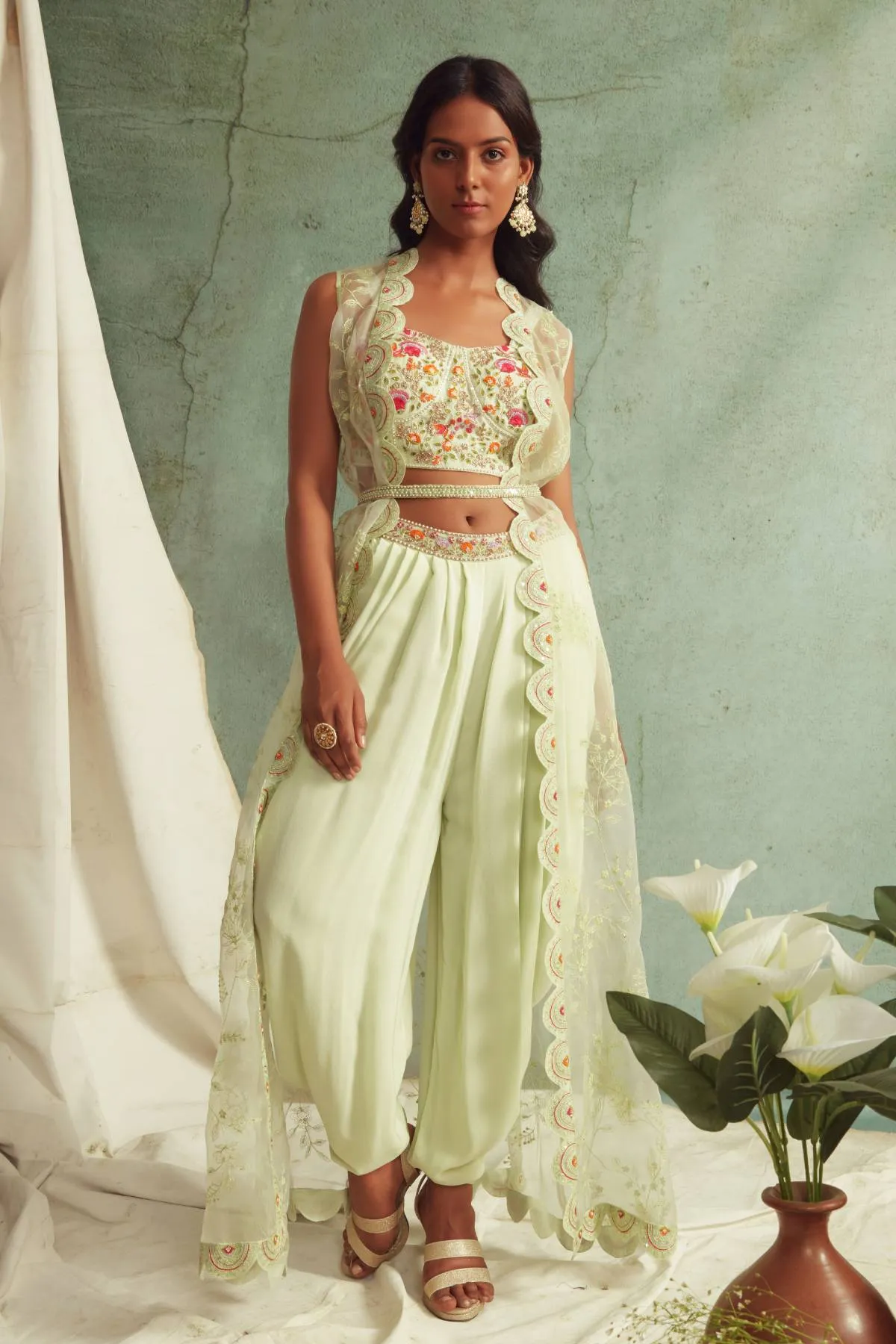 Embroidered Dhoti Set