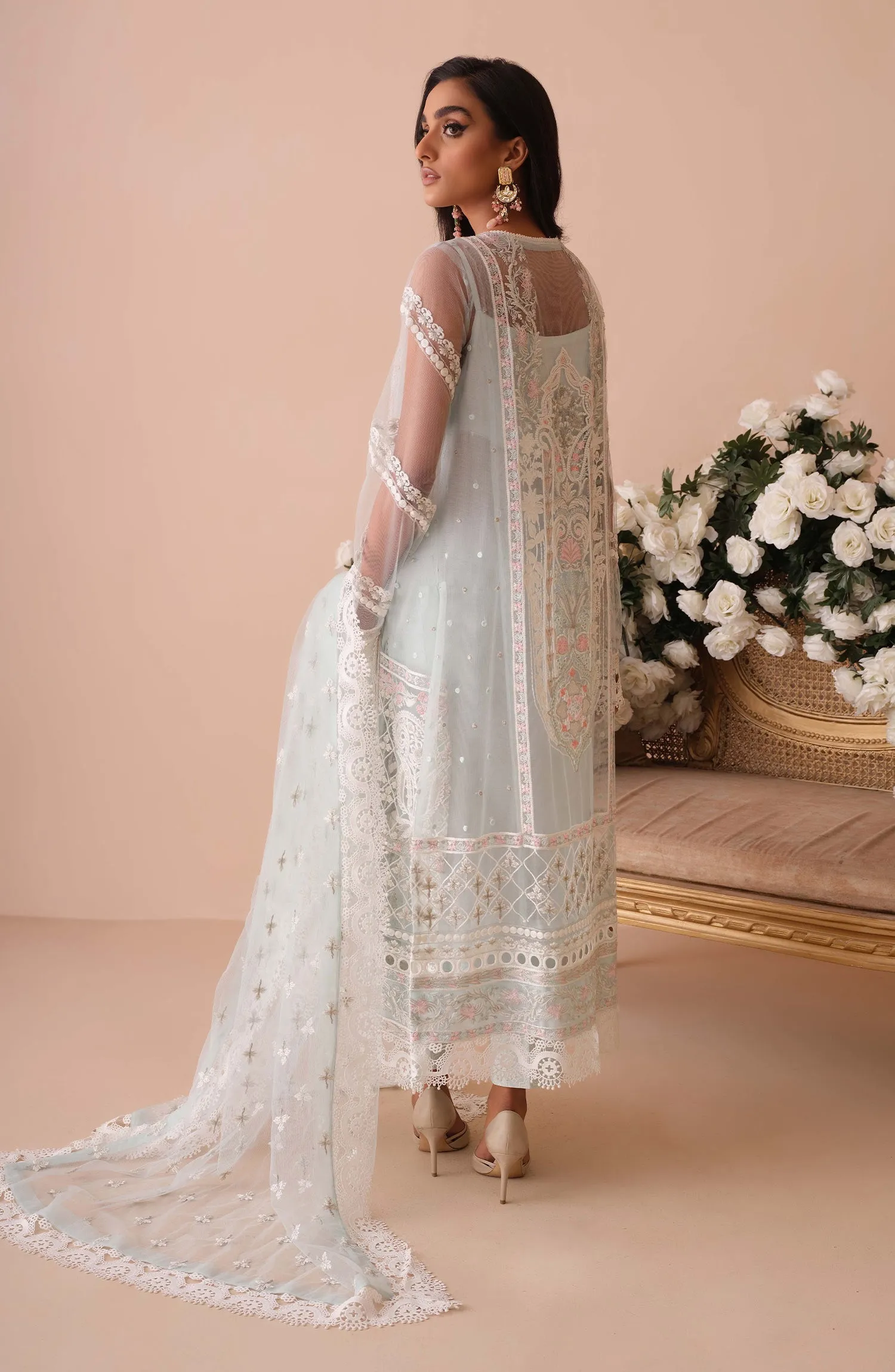 Embroidered Pakistani Net Salwar Kameez Dupatta Dress