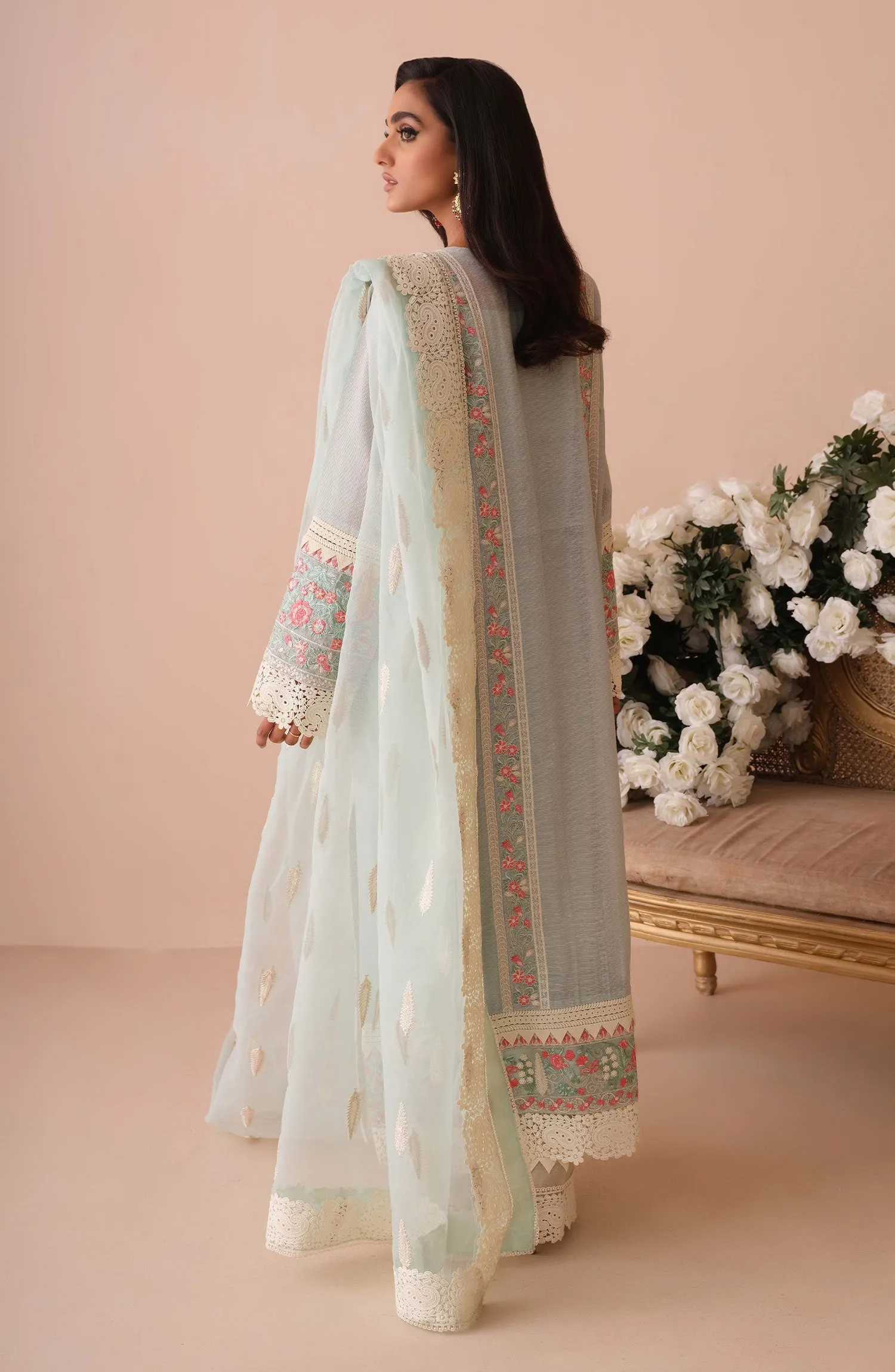 Embroidered Pakistani Net Salwar Kameez Dupatta Dress