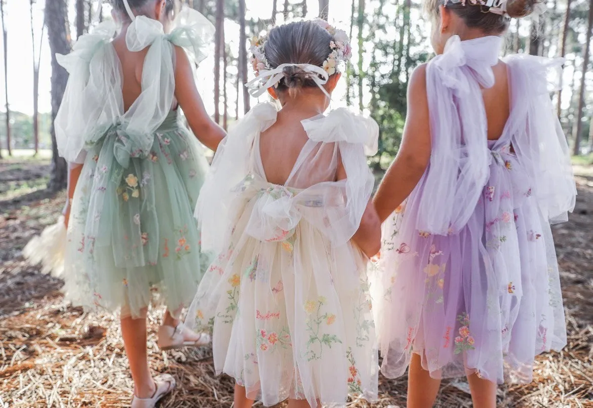 Enchanted Fairy Embroidered Dress in White
