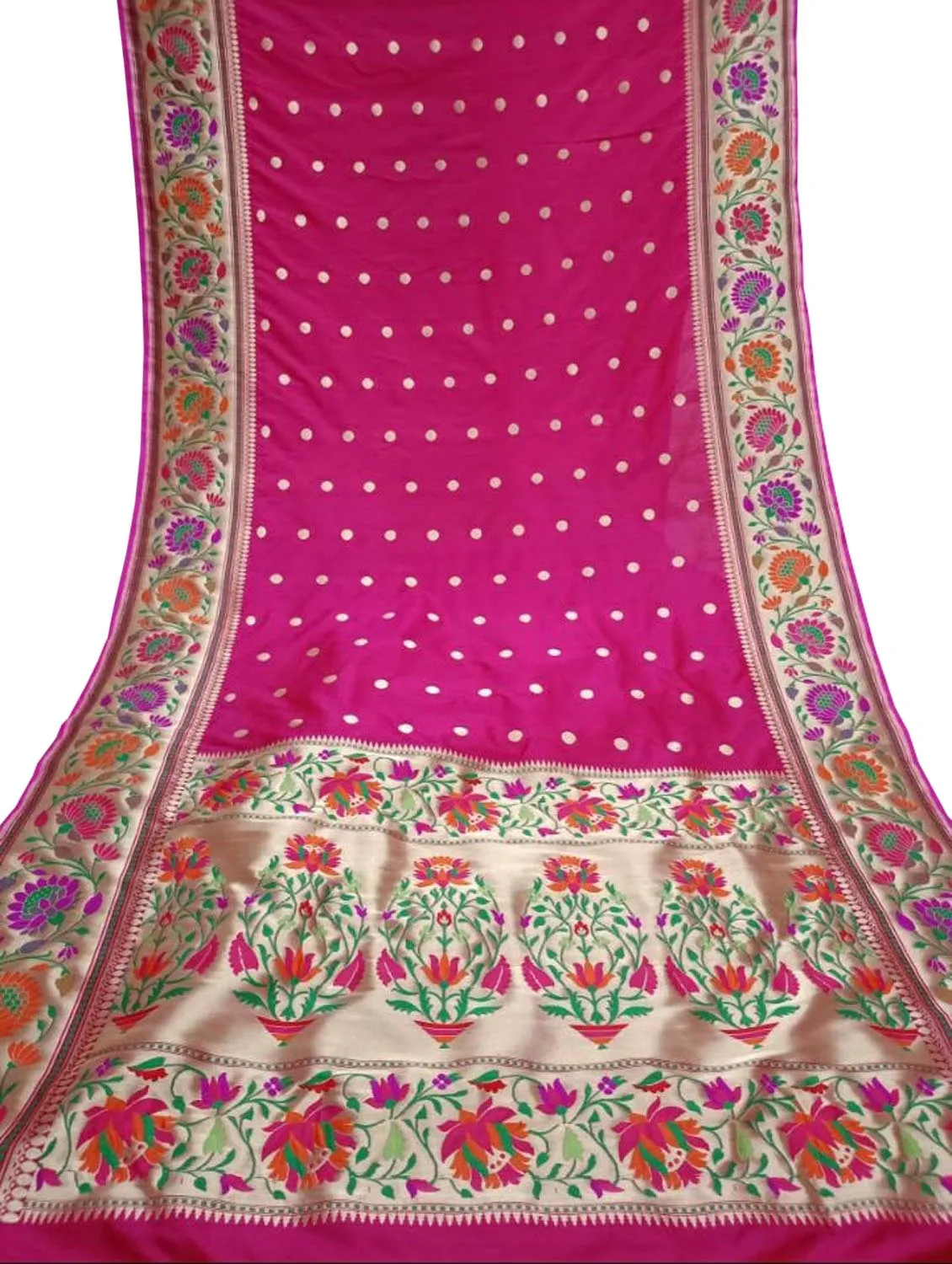 Exquisite Pink Banarasi Handloom Silk Saree with Paithani Border