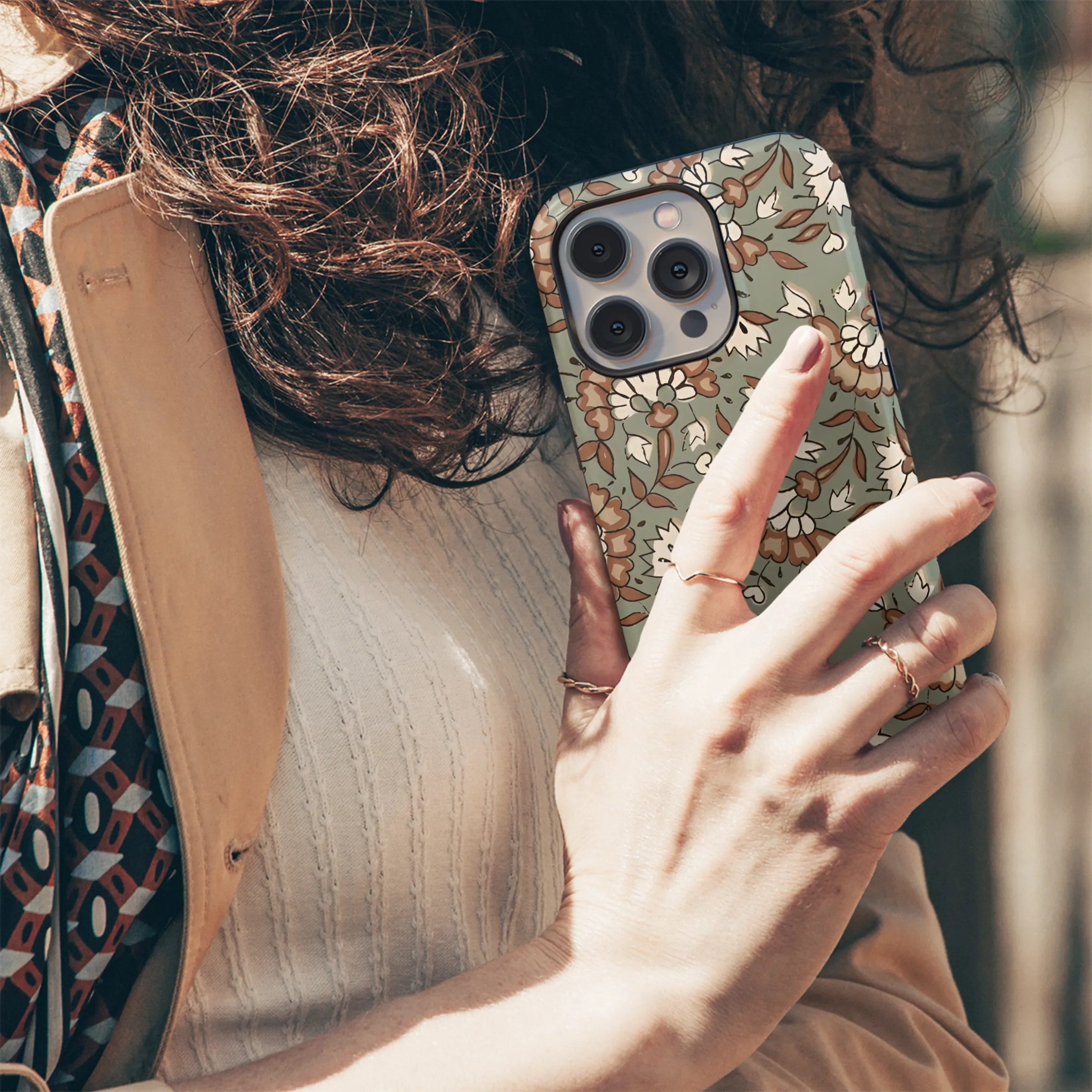 Floral Batik Block Print Phone Case iPhone Samsung Cover Pixel 3818