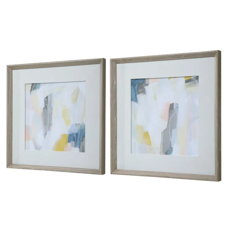 Fractal Pastel Abstract Wall Art by June Erica Vess Set of 2
