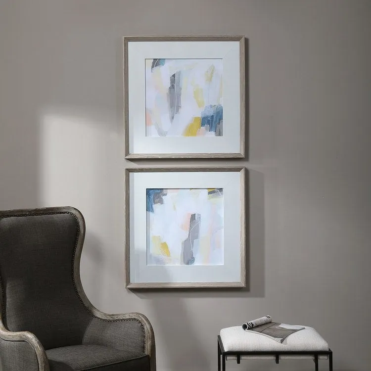 Fractal Pastel Abstract Wall Art by June Erica Vess Set of 2