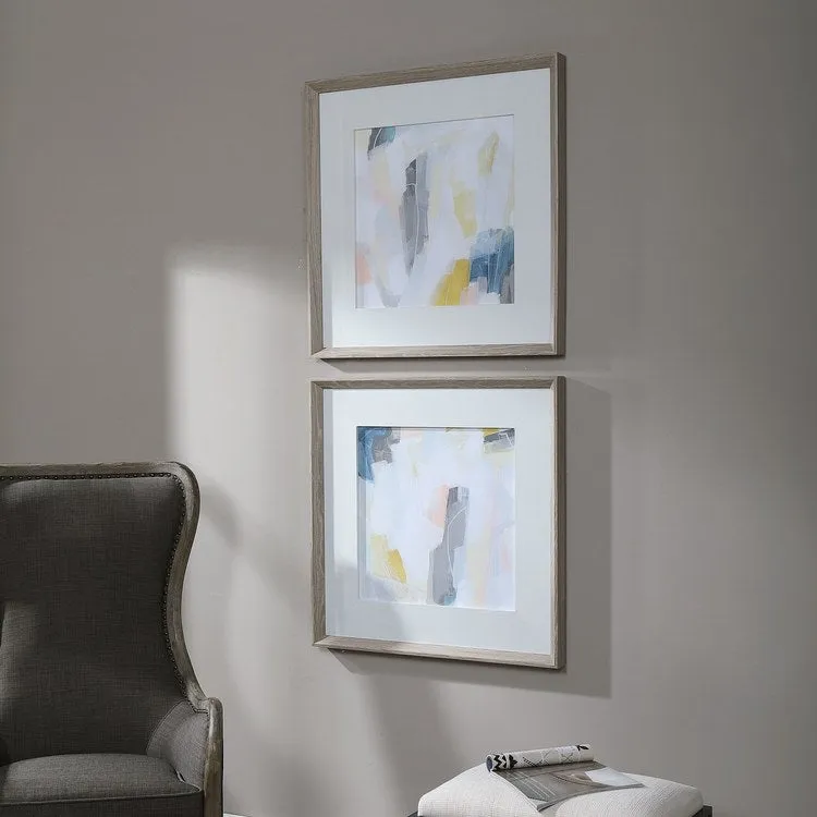 Fractal Pastel Abstract Wall Art by June Erica Vess Set of 2