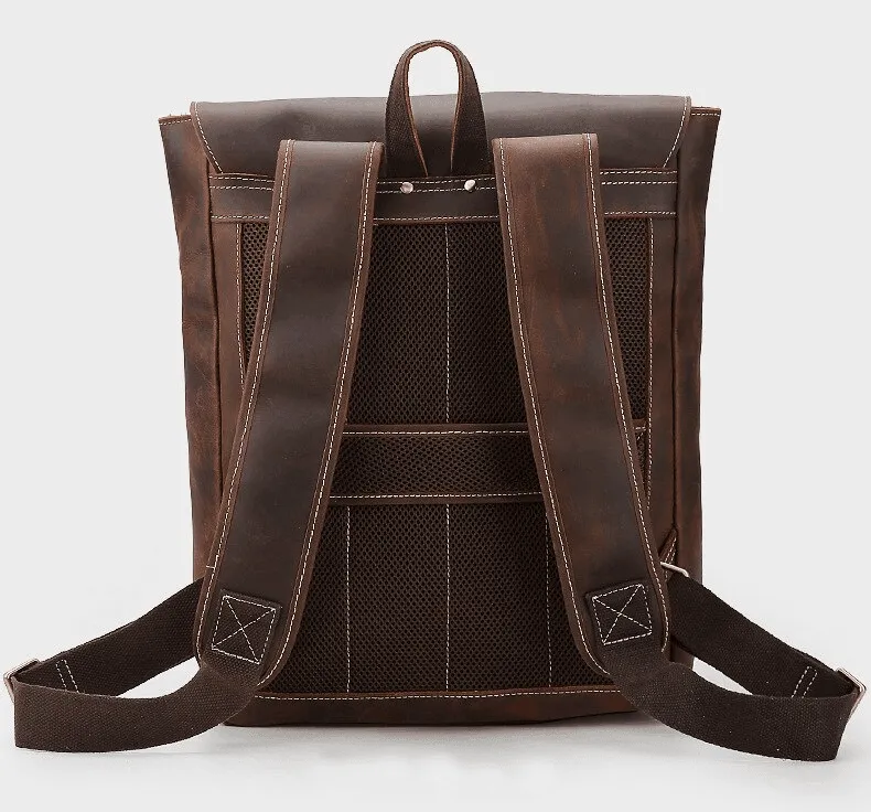 Genuine Leather Mens Travel Backpack Leather Weekender Bag