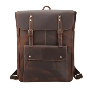 Genuine Leather Mens Travel Backpack Leather Weekender Bag