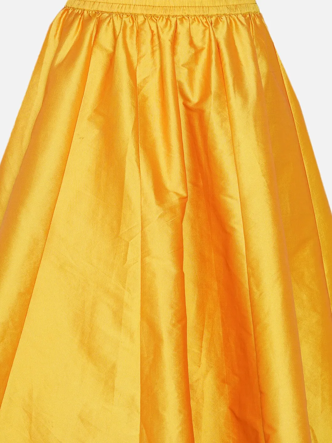 Girls Peach & Yellow Embellished Ready To Wear Lehenga Choli