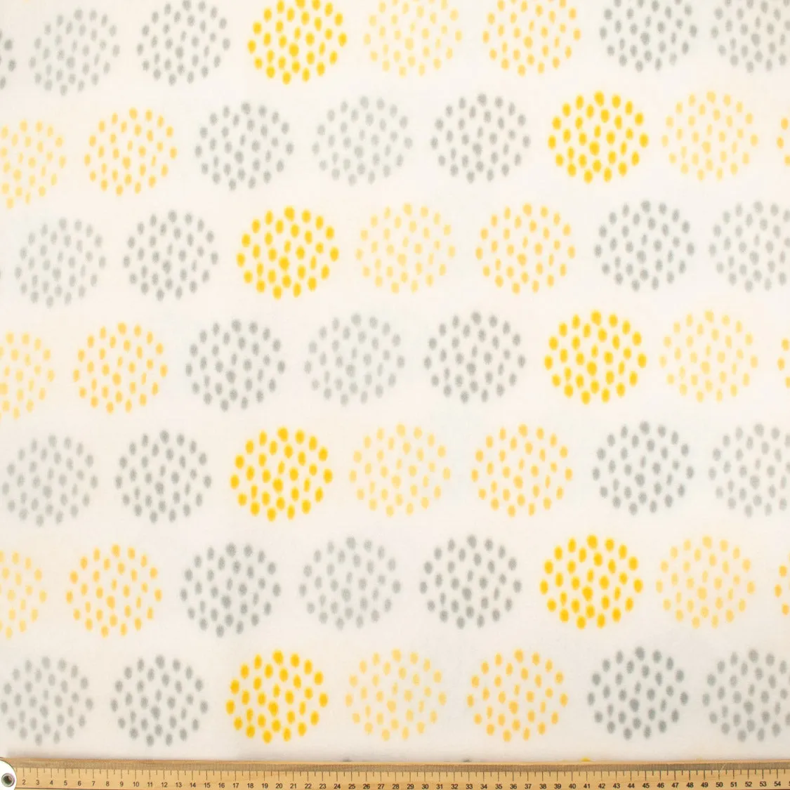 Grey & Yellow Dots on White Printed Polar Fleece #12