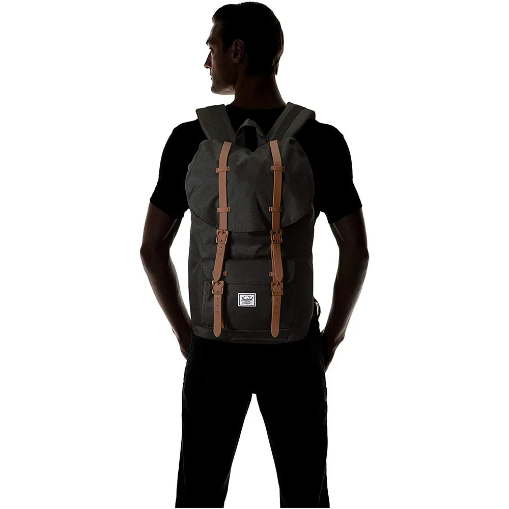 Herschel Unisex Black/Saddle Brown Classic 25L Little America Laptop Backpack - 10014-02462-OS