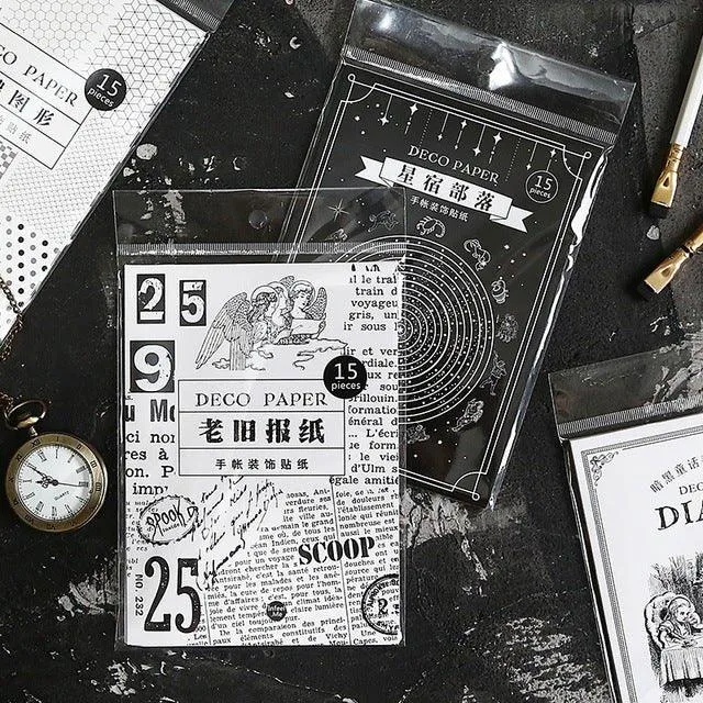 Infeel.Me simple black and white retro background stickers hand account decorative stickers NP-H7TAY-0337