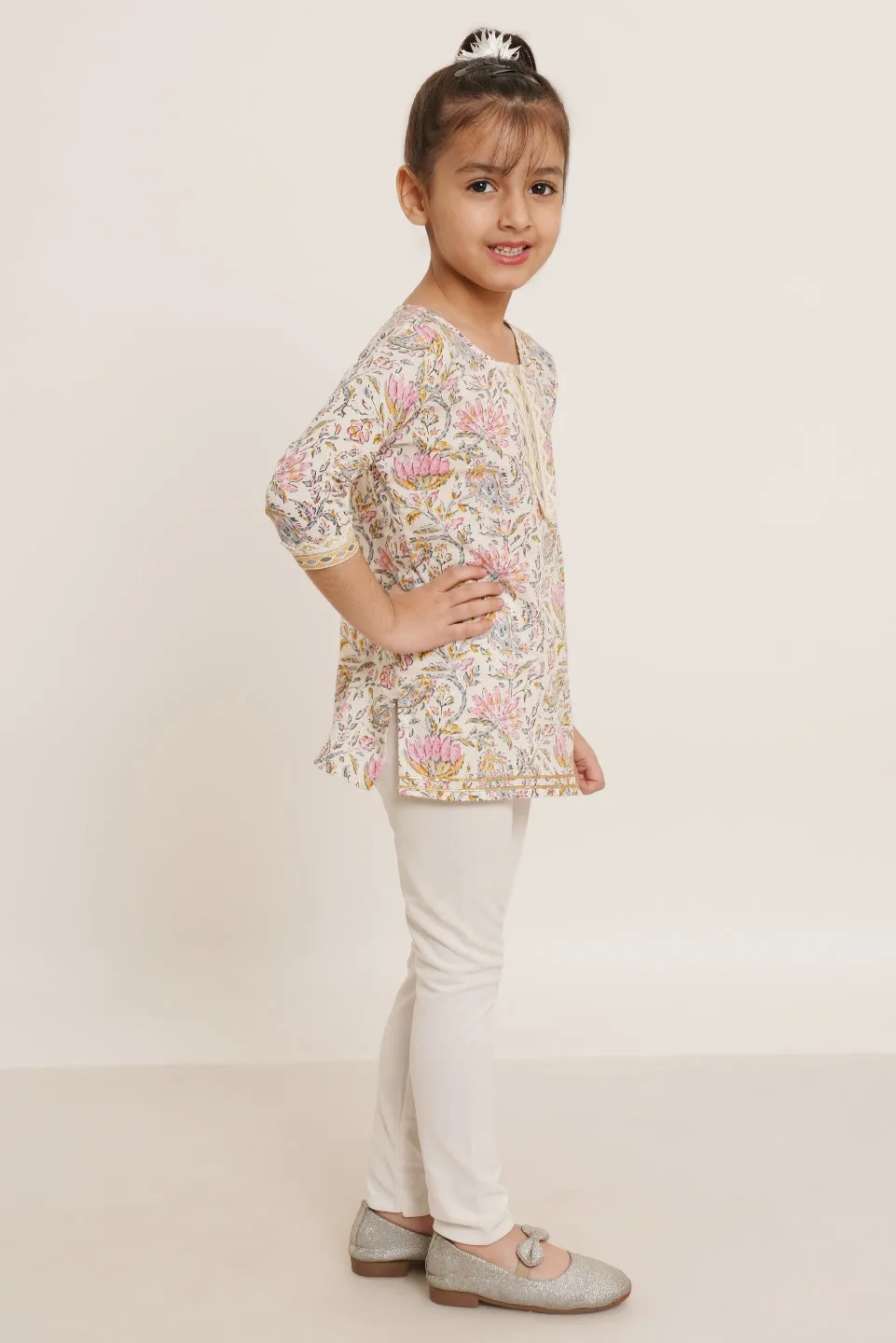Jaipuri Cotton Printed Short Kurti for Girls