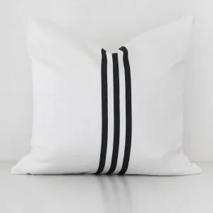 KUTA HERRINGBONE CUSHION  | 55X55CM  |  WHITE BASE   BLACK STRIPE