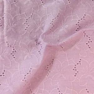 Lavender Floral Hand Dyed Cotton Embroidered Fabric