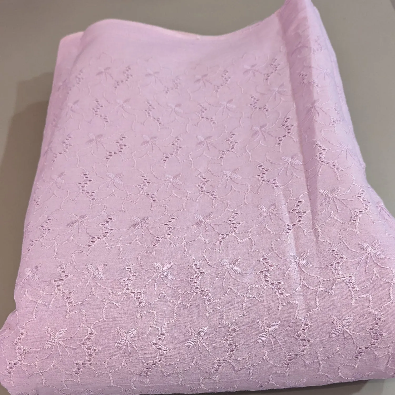 Lavender Floral Hand Dyed Cotton Embroidered Fabric