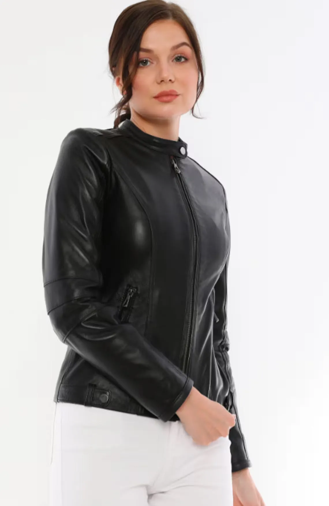 Luxury Redefined: Super Soft Sheepskin Women Leather Jacket