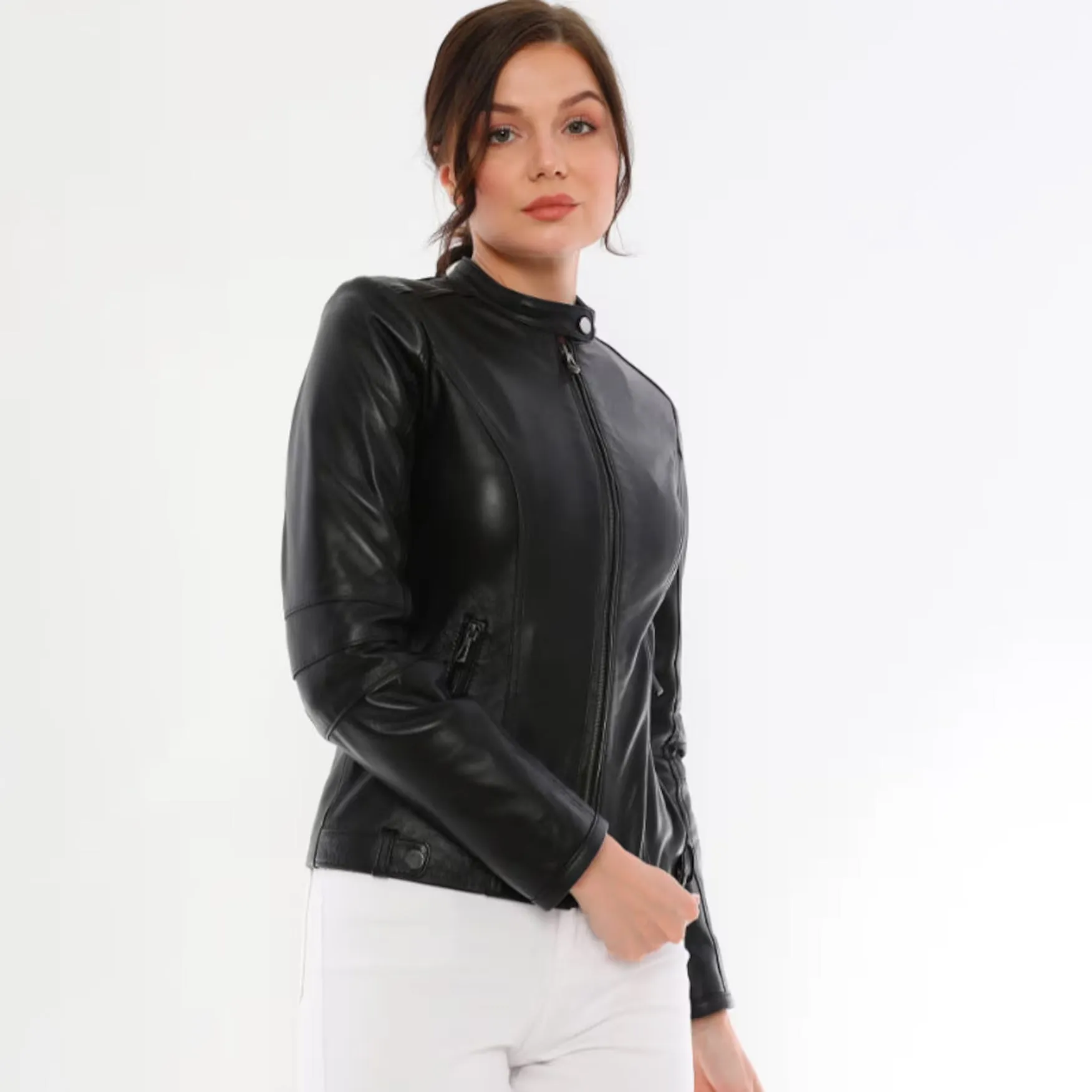 Luxury Redefined: Super Soft Sheepskin Women Leather Jacket